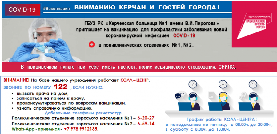 Керчан зовут на ревакцинацию от коронавируса: пункты, график работы, контакты для записи